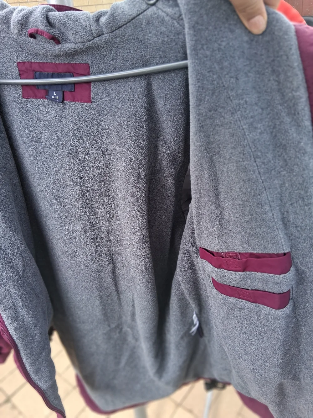 Lands' End Women's Burgundy Ski Jacket with Gray Lining